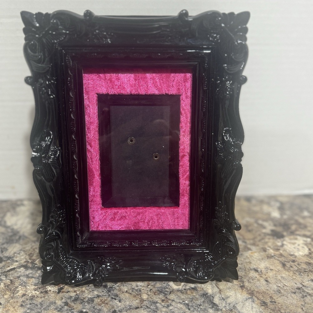 7x9 Picture Frame Baroque Style Black Ornate Frame Hot Pink Velvet Matting Nice!